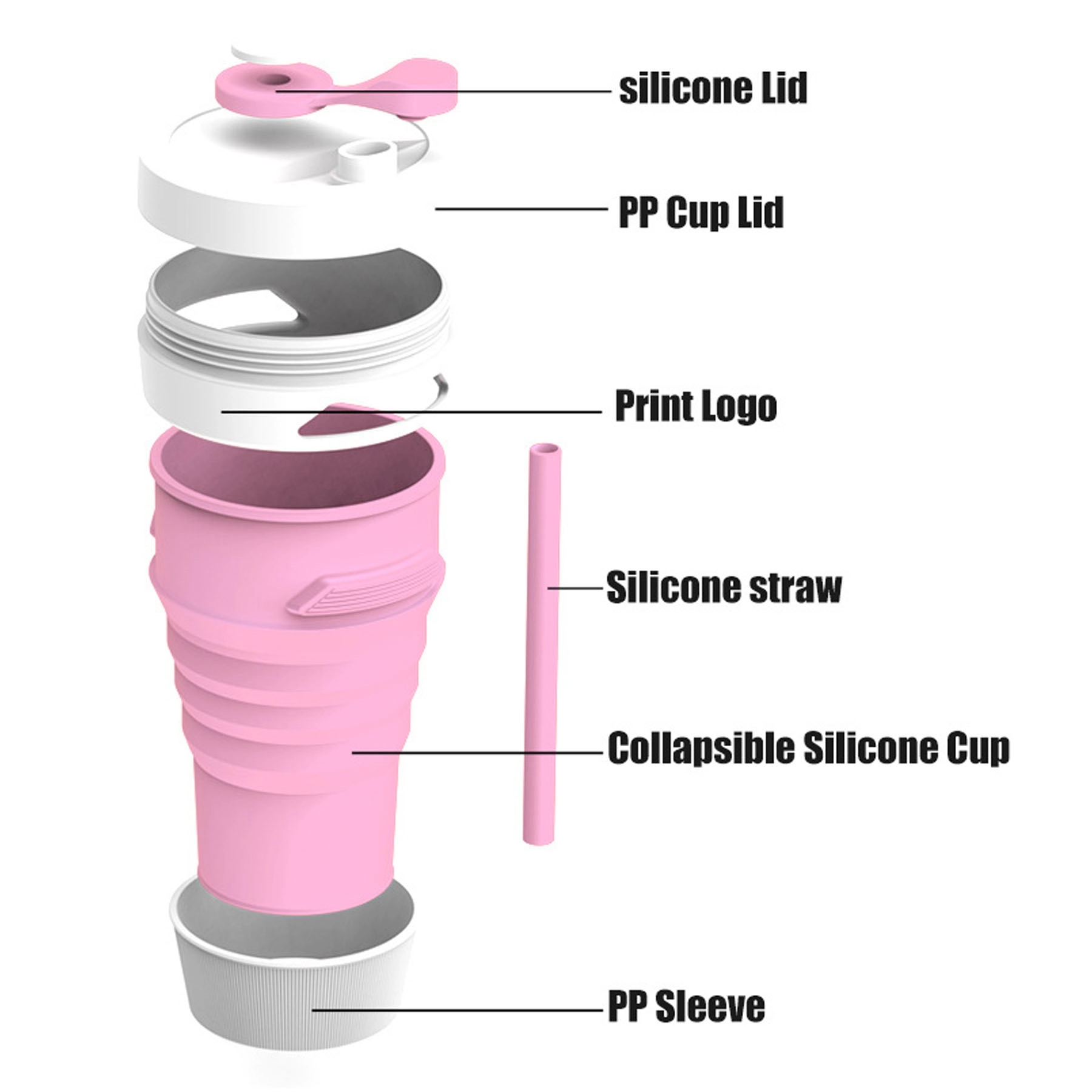 Collapsible Travel Cup Silicone Folding Bottle with Lids 9