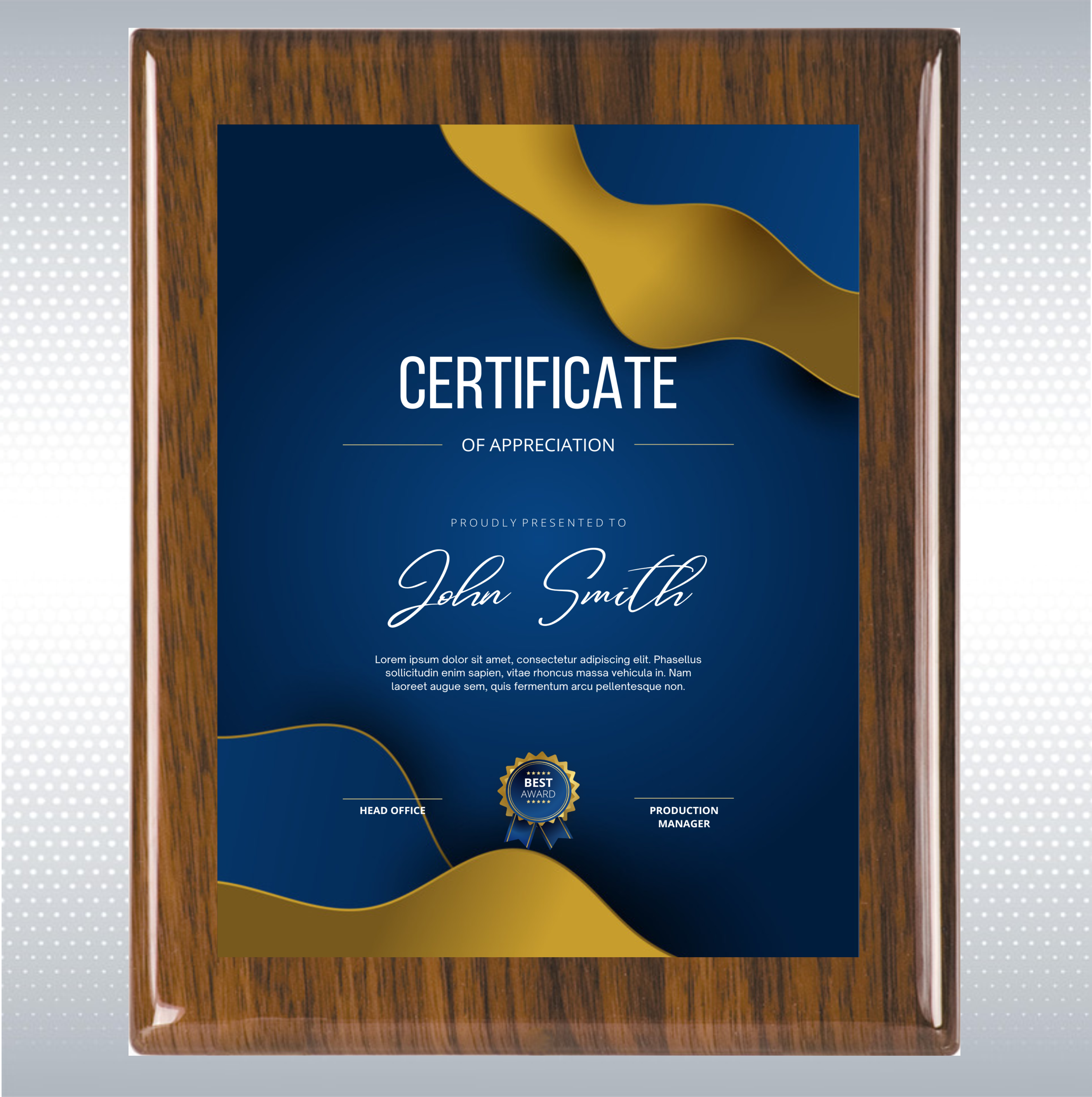 Walnut Piano Wood Plaque w/Full Color Sublimated Plate 2
