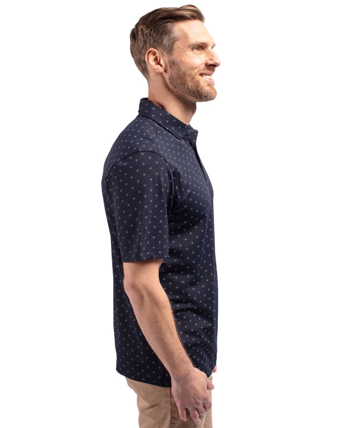 Cutter & Buck Virtue Recycled Tile Print Featherlight Pique Mens Big & Tall Polo Big & Tall 21