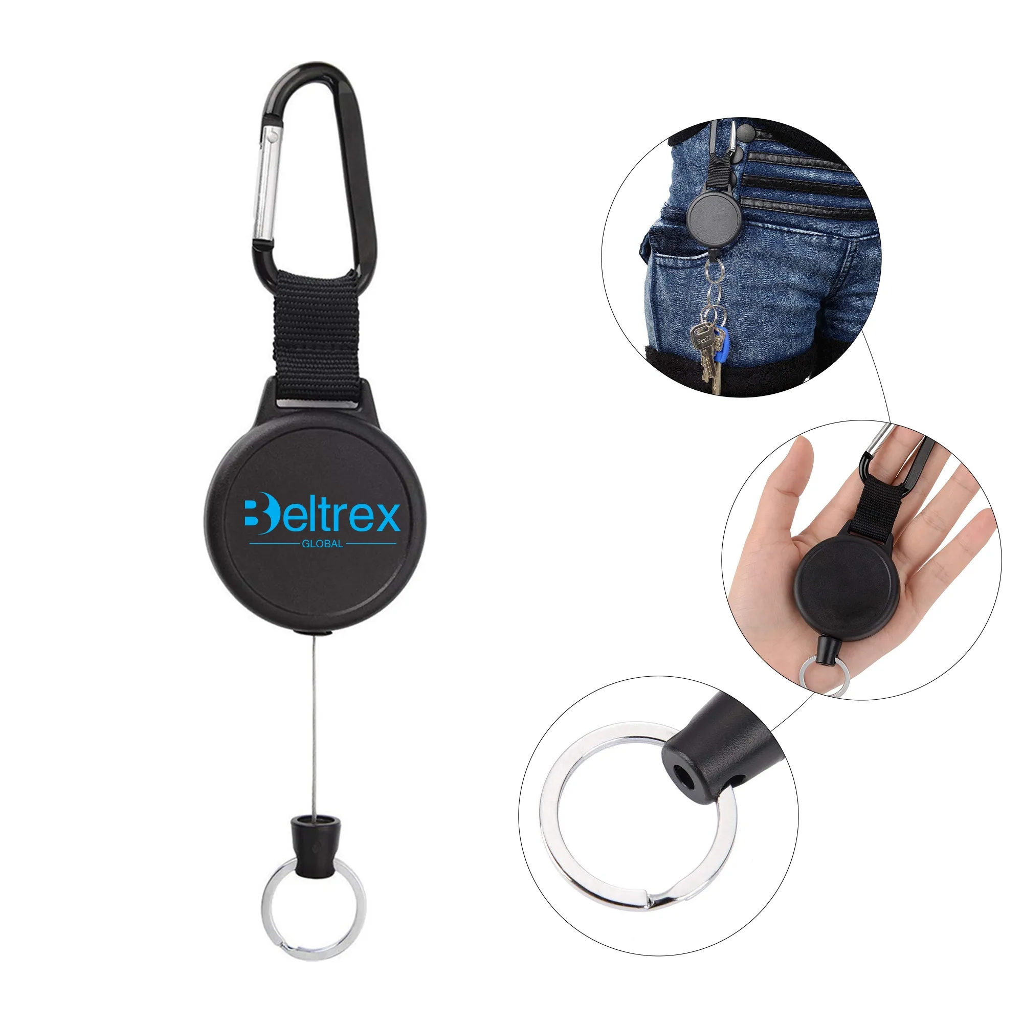 High-Elasticity Retractable Badge Clip with Keyring 1