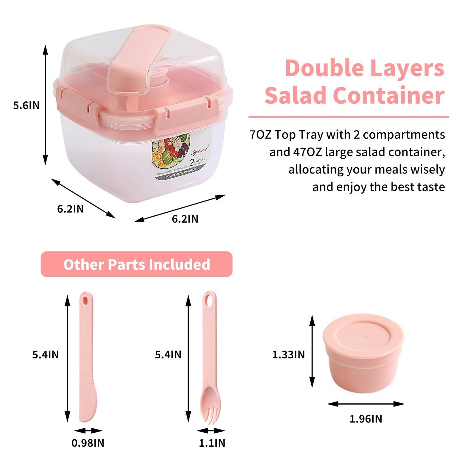 Double-Layer Sealed Bento Box w/ Utensils 5