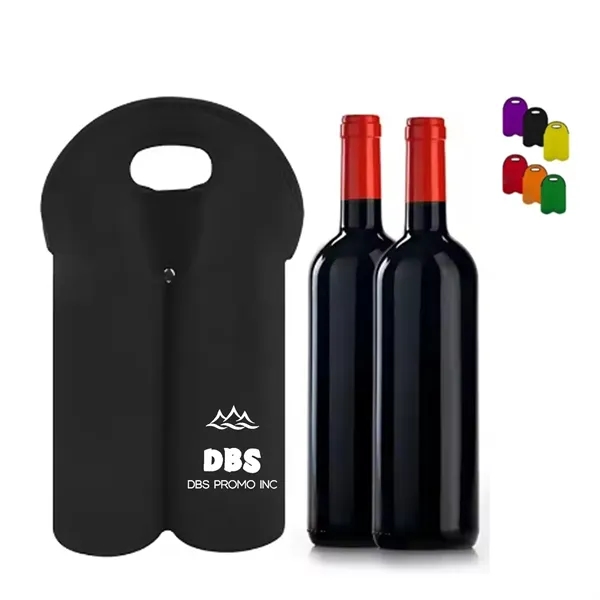 Stylish Neoprene Dual Wine Bottle Holder Tote Bag