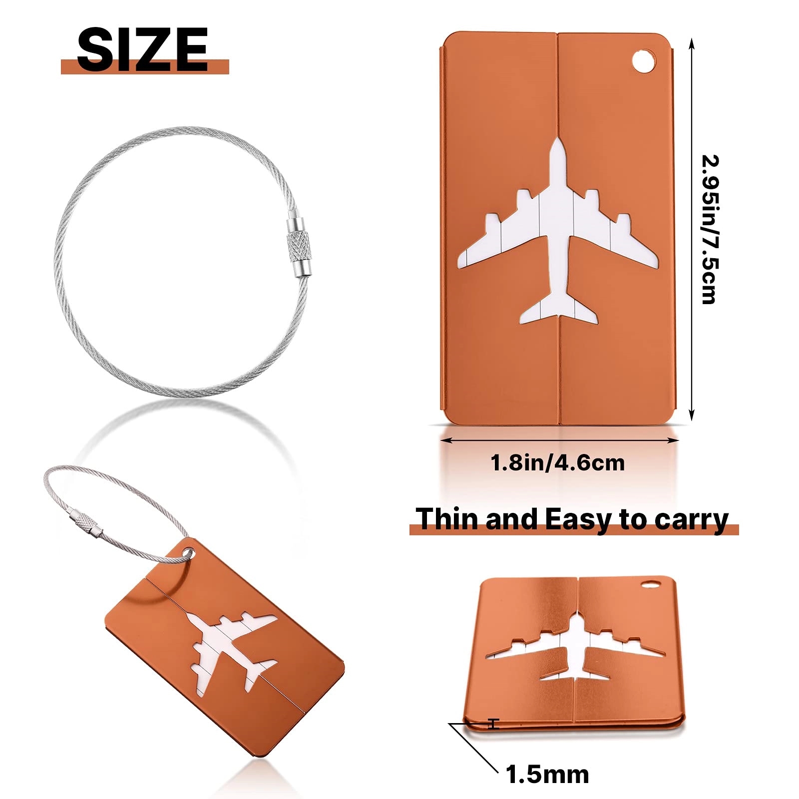Durable Airplane Aluminum Luggage Tag 4