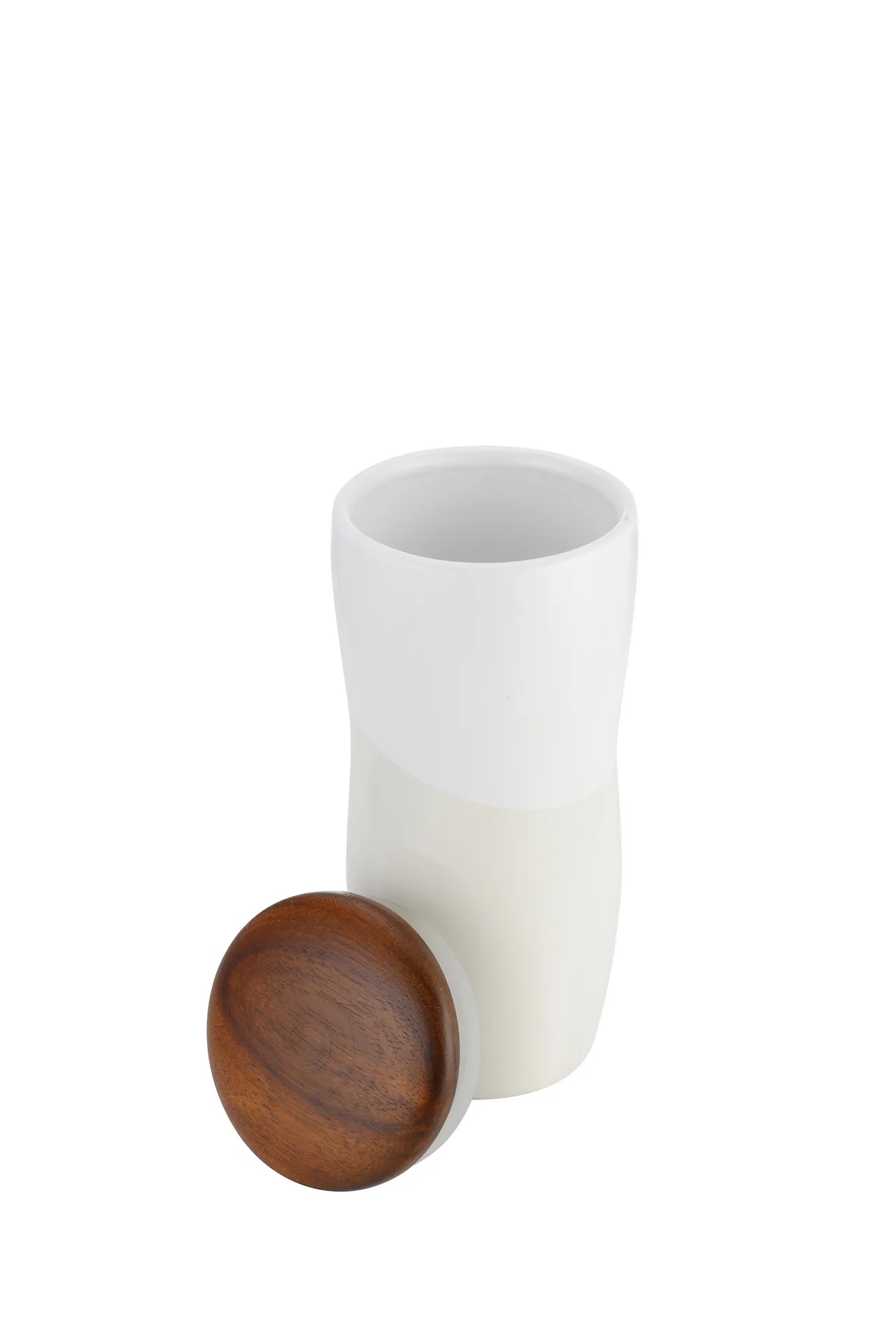 12oz Double Wall Ceramic Tumbler w/ Wood Lid 4