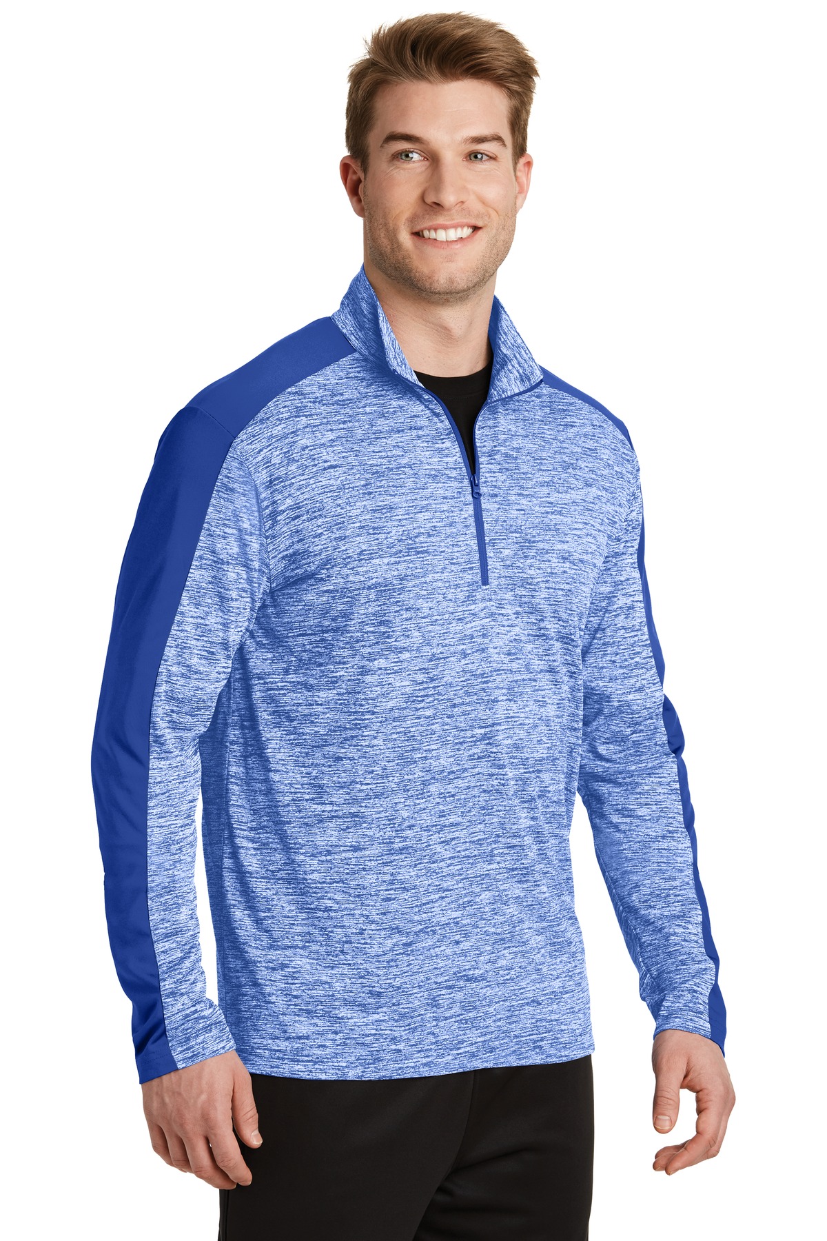 Sport-Tek PosiCharge Electric Heather Colorblock 1/4-Zip Pullover. ST397, custom hoodie or sweatshirt with logo imprint 27