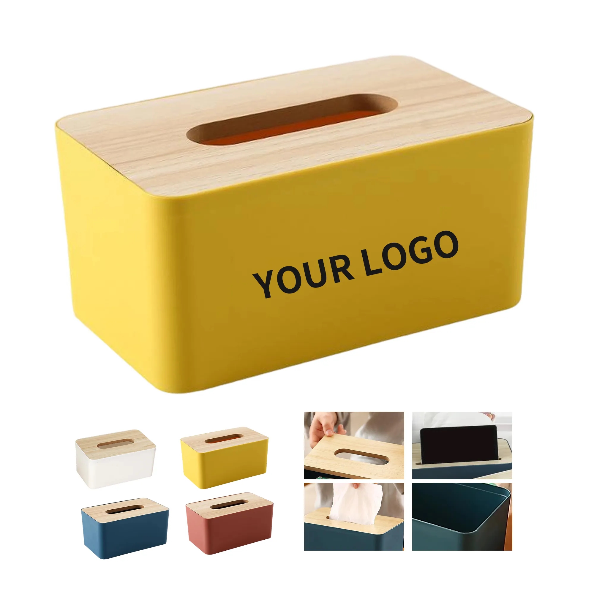 Wooden Tissue Box with Plastic Cover 1
