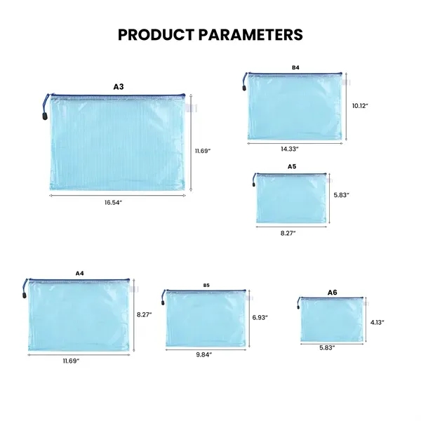 A4 Transparent Grid Zipper Bag 6