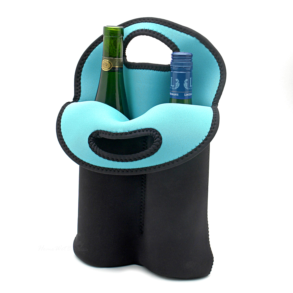 iBank ® 2-Bottle Neoprene Wine Carrier Tote Bag, Bottle Holder 3