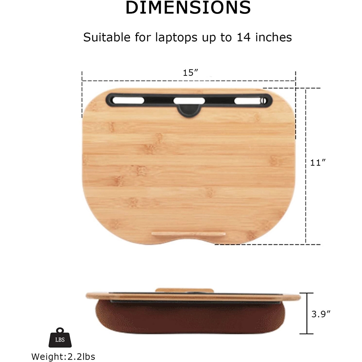 Bamboo Platform Portable Lap Desk with Pillow Cushion 6