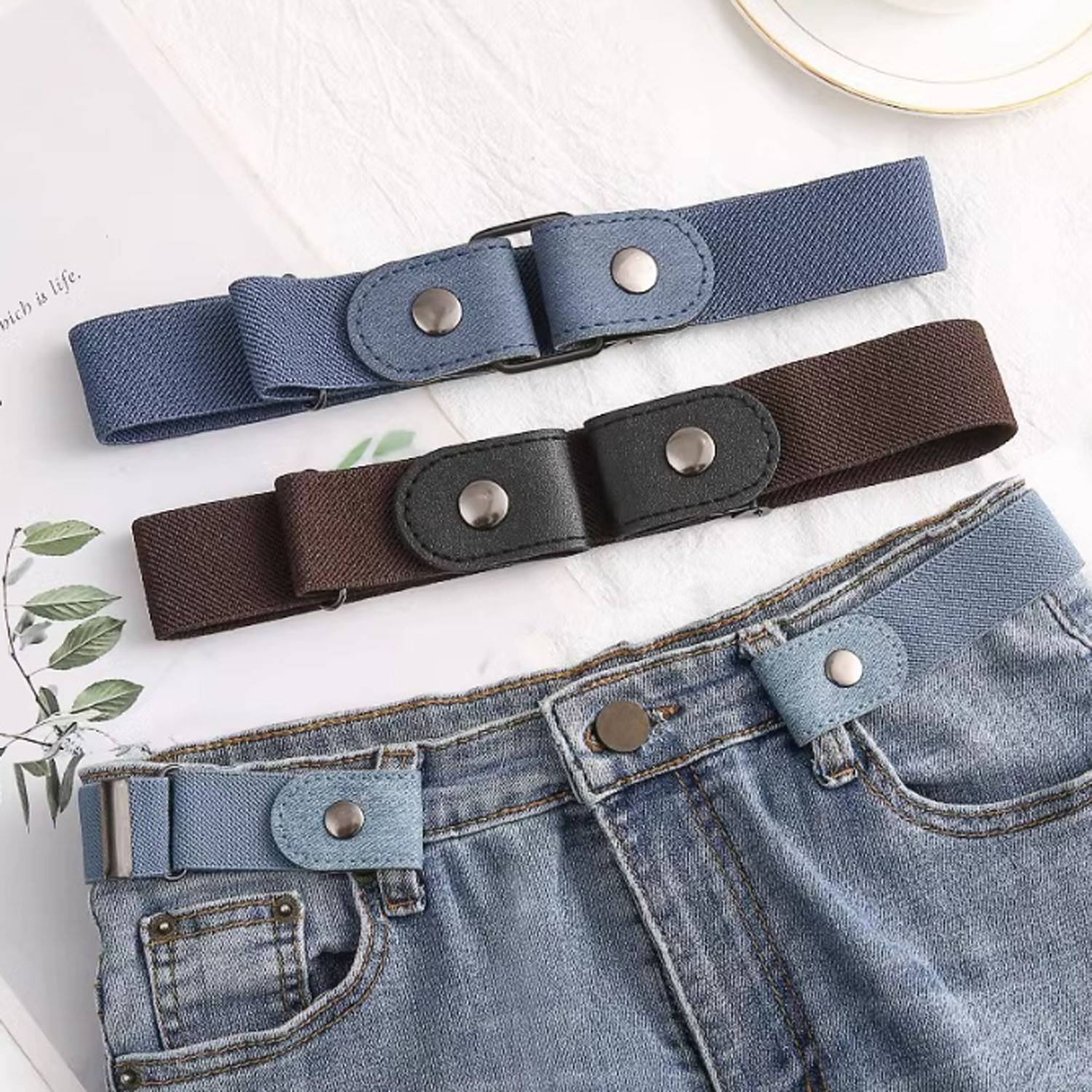 Women Adjustable Invisible PU Leather Belt 4