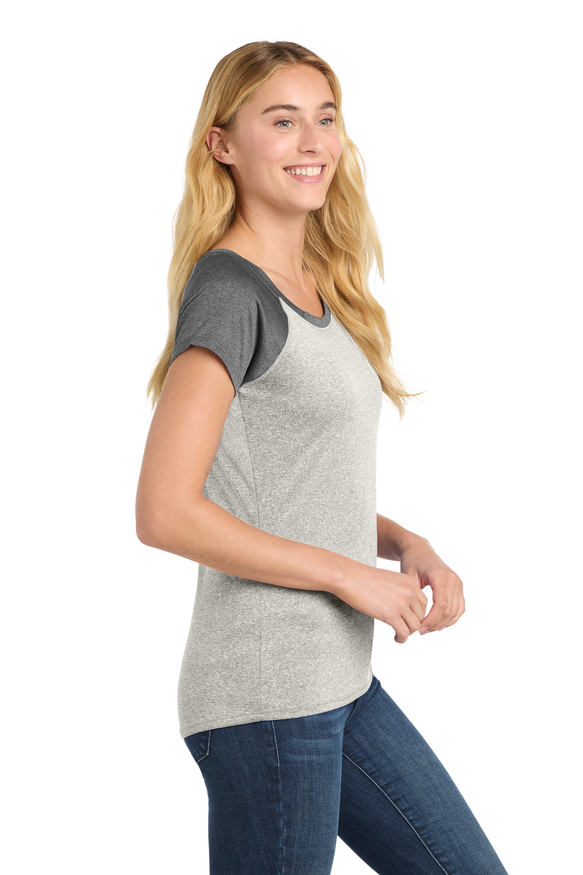 Sport-Tek Women's Heather-On-Heather Contender Scoop Neck Tee. LST362 18