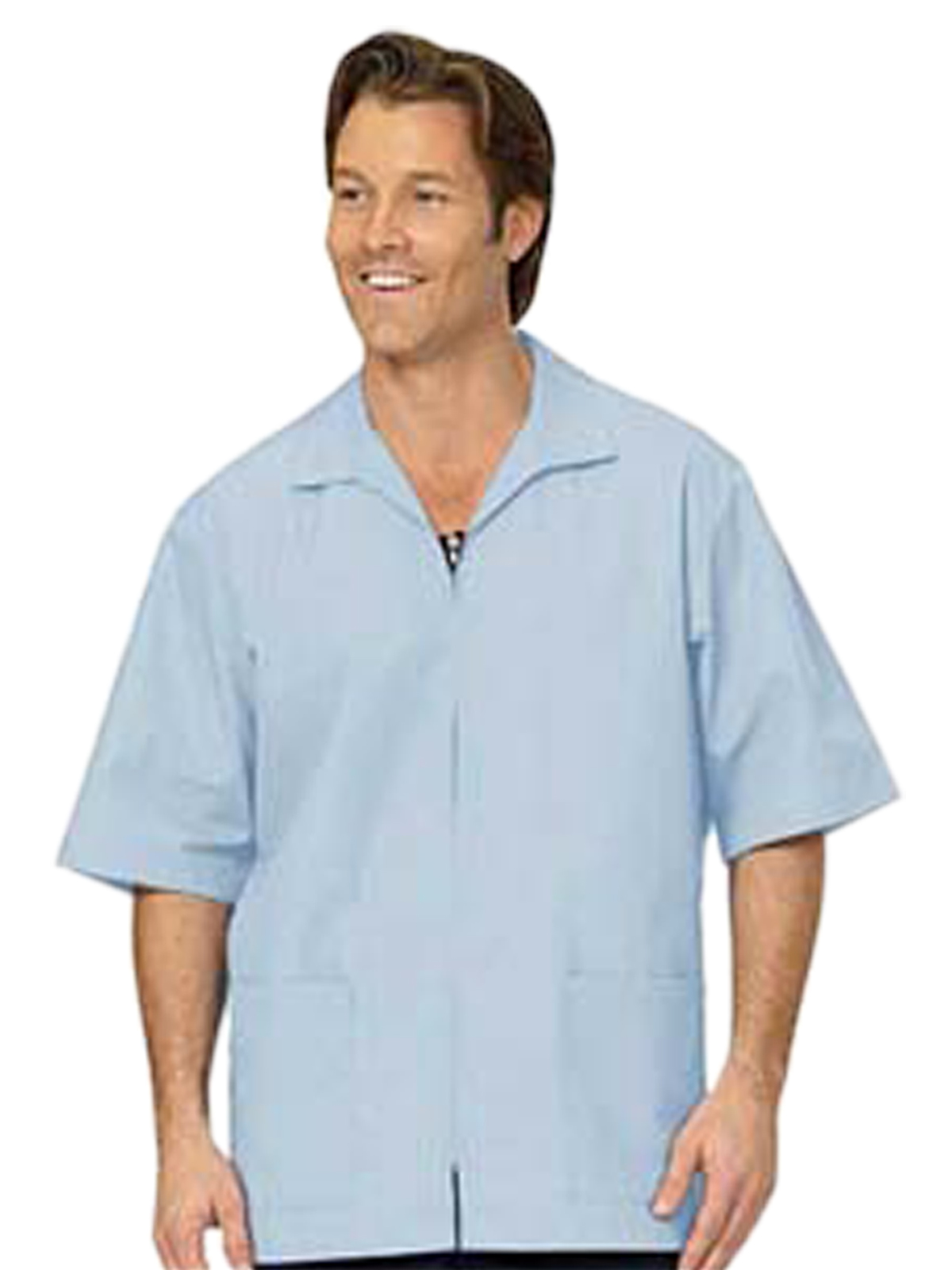 Fashion Seal - Unisex Three-Pocket Zip Front Short-Sleeve Lab Shirt