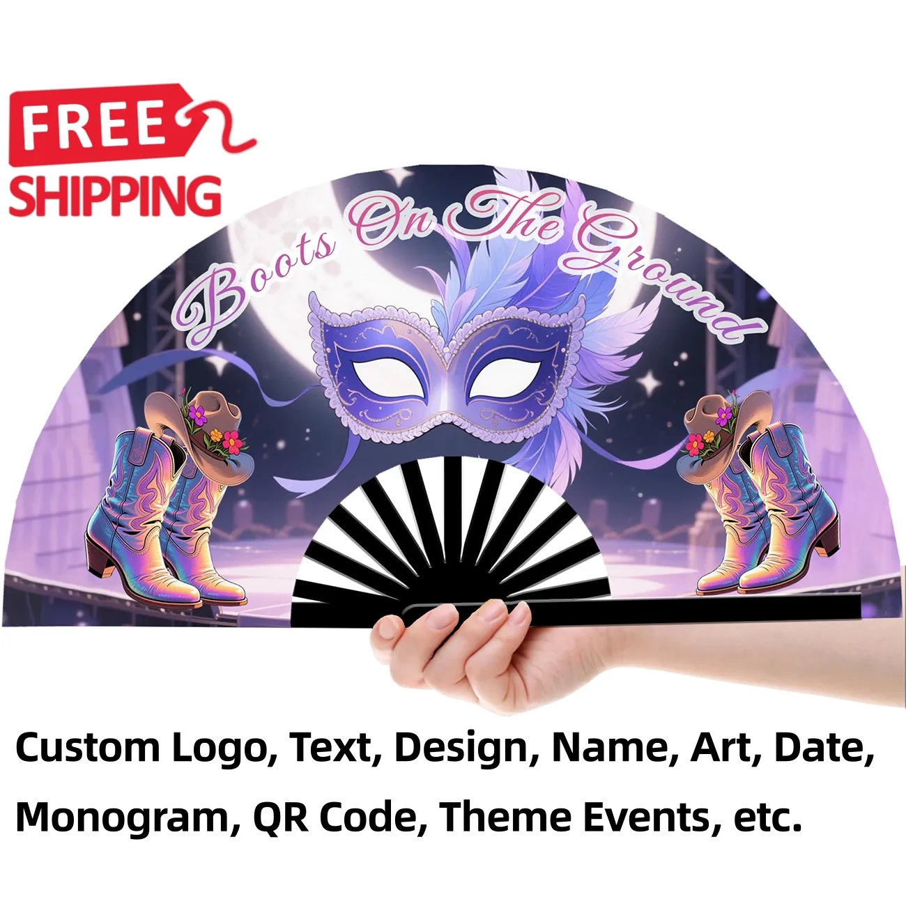 Line Dance Popping Fan Western Cowboy Boot Accessories Style 7