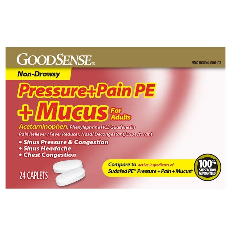 Non-Drowsy Pressure + Pain PE + Mucus Caplets - 24 Caplets 1