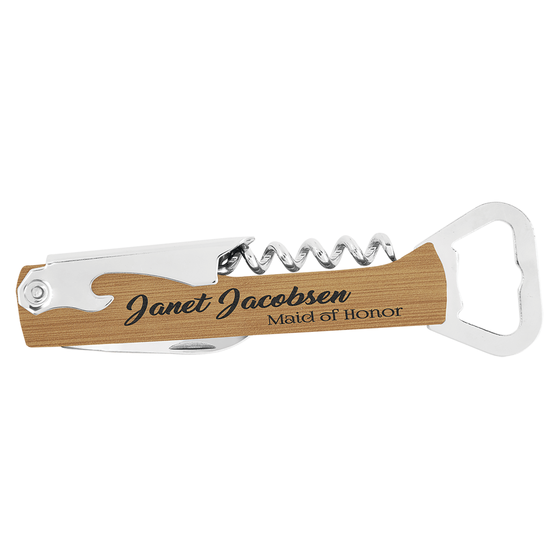 Bamboo Leatherette Wine Bottle Opener