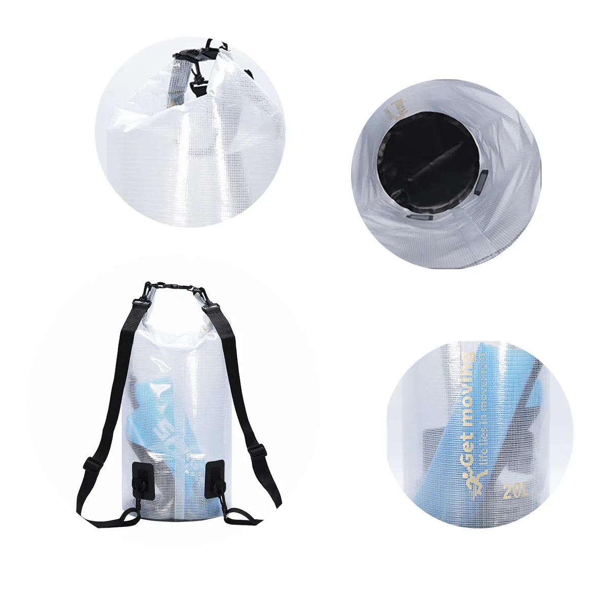 Clear Waterproof Roll Top Dry Bag With Strap 2