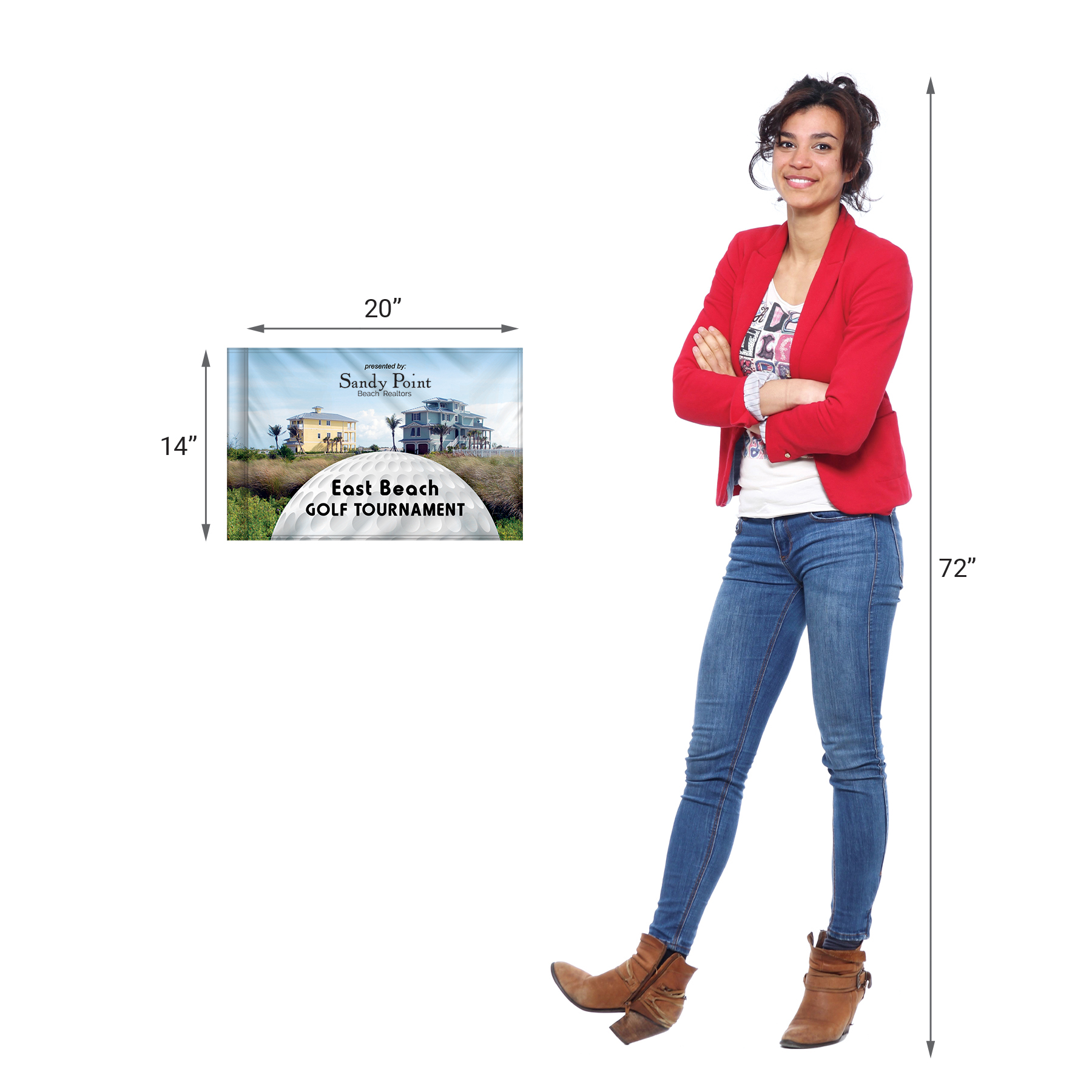 48 - Hour 14" x 20" Single Reverse Golf Flag with Tube 15