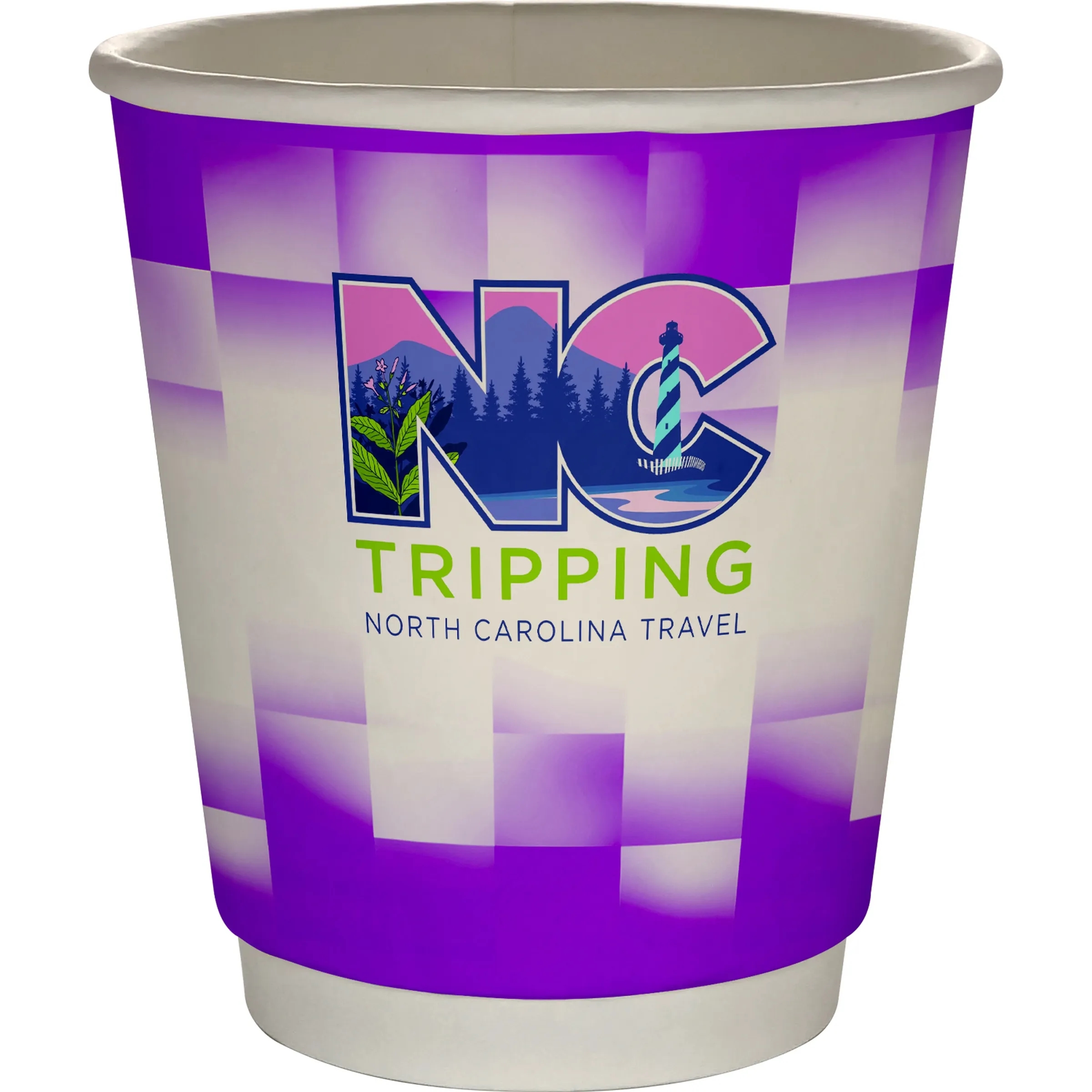 10 oz Full Color Shaded Checkers Insulated Paper Cup 8