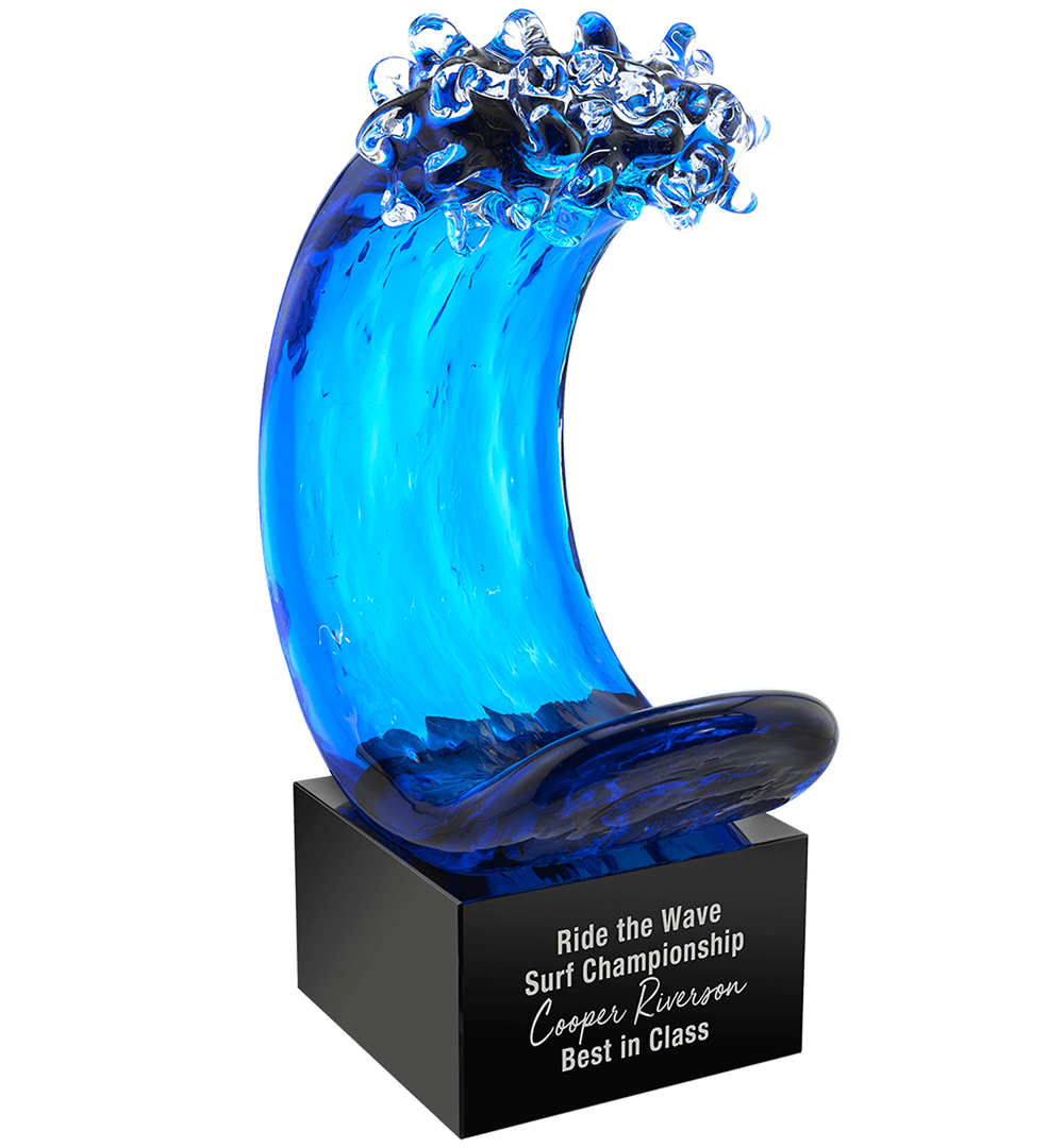 8 1/2" BLUE WAVE ART GLASS 1