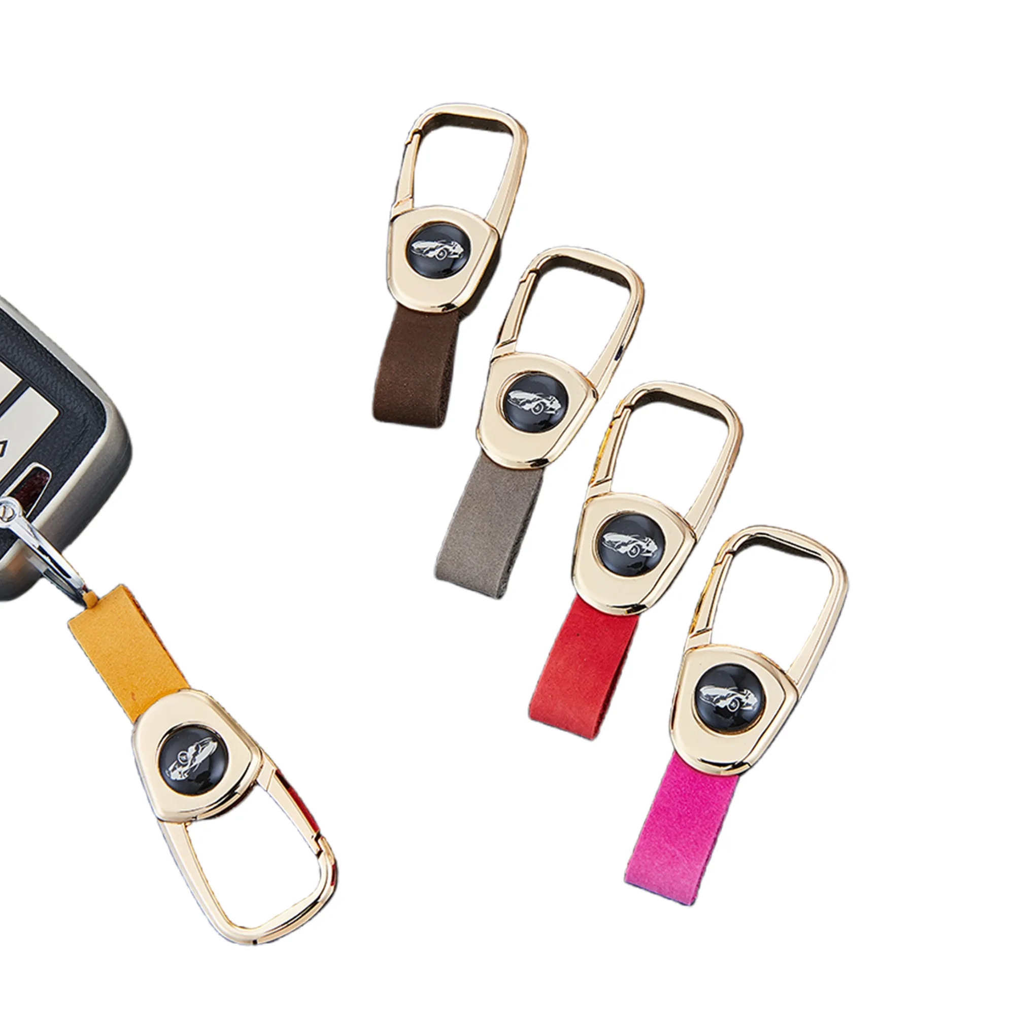 Real  Cowhide Leather Car Keychain 2