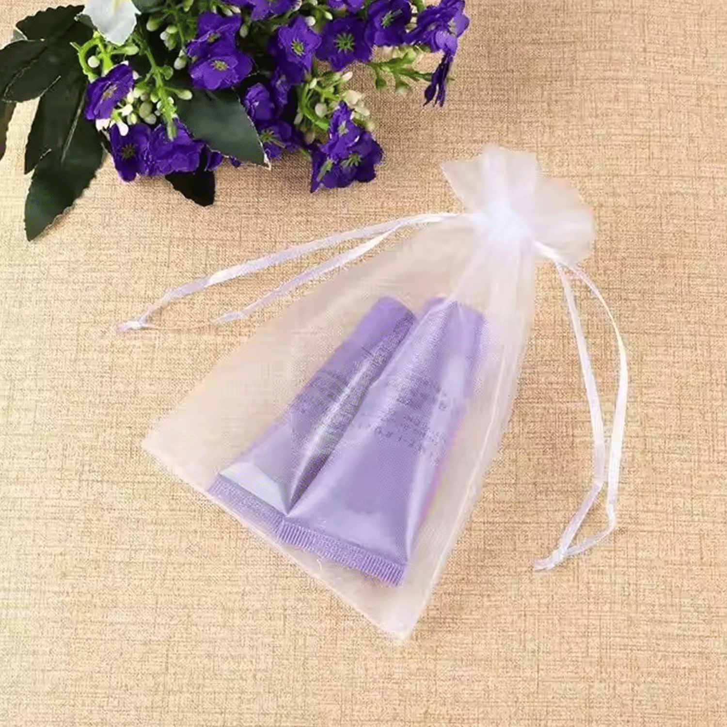 Wedding Gift Party White Organza Mesh Drawstring Bag 10
