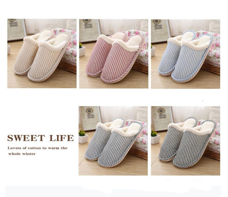 Winter Striped Cotton Slippers 3