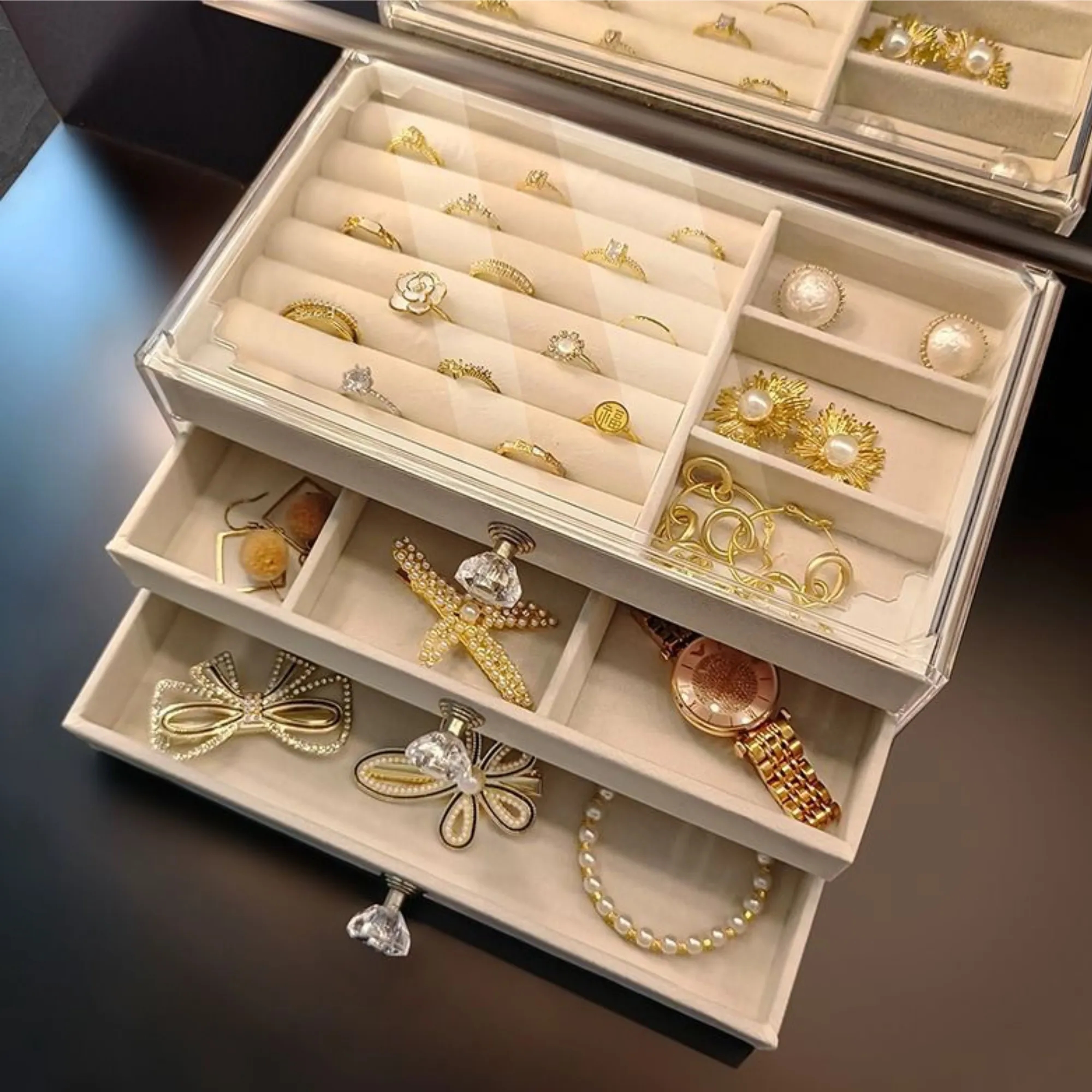 Multipurpose Drawer Jewelry Display Storage Box 3 Layer 2