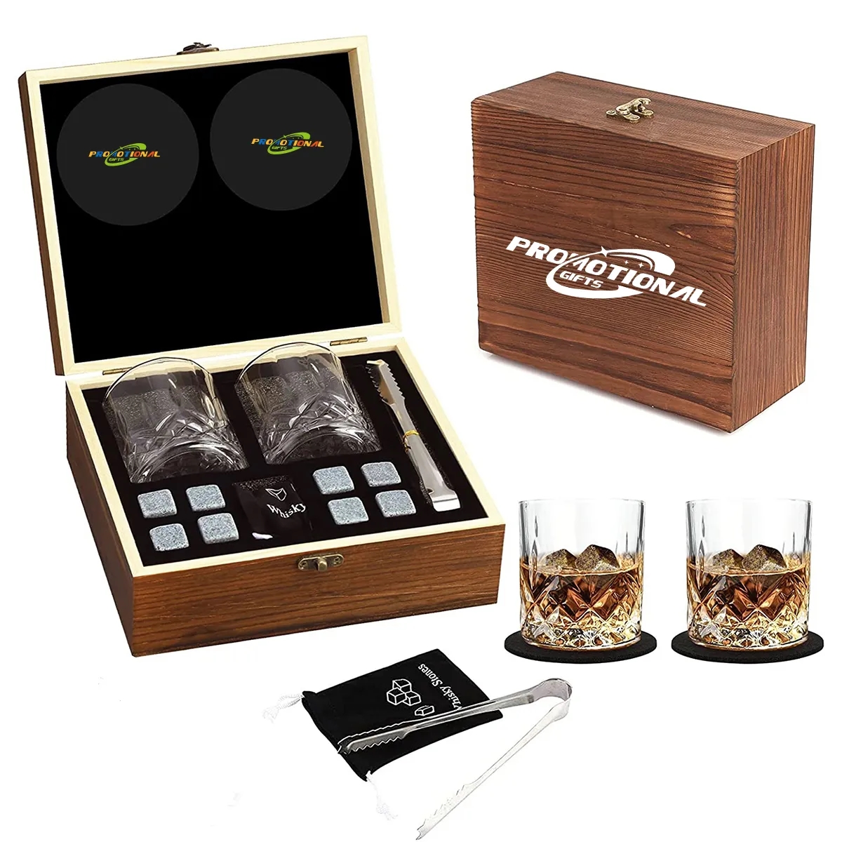 Crystal Glasses Wooden Box Whiskey Set Retirement Gifts 2