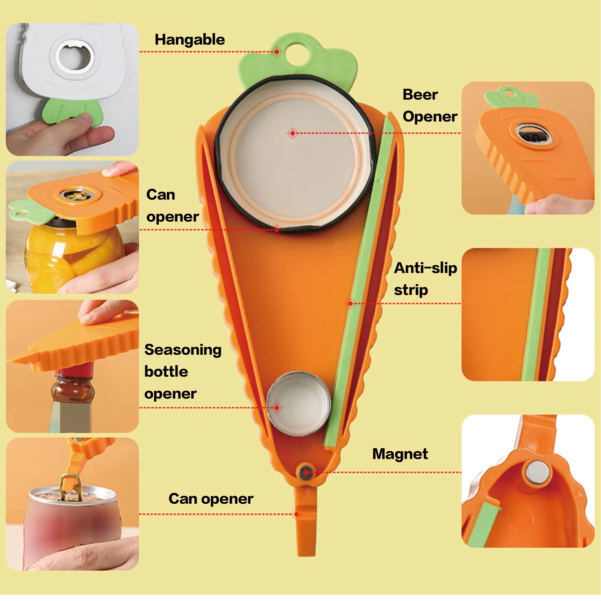 Multifunctional Carrot-shaped Bottle Opener 6