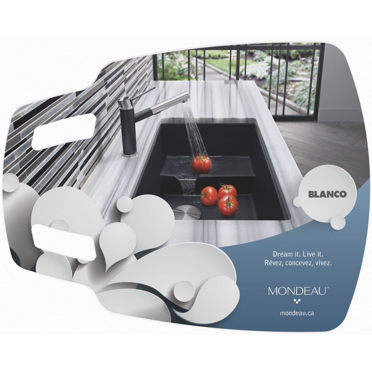 Flexible Cutting Board, FDA approved .030 clear plastic, Scoop Design (11.875" x 15") Full colour