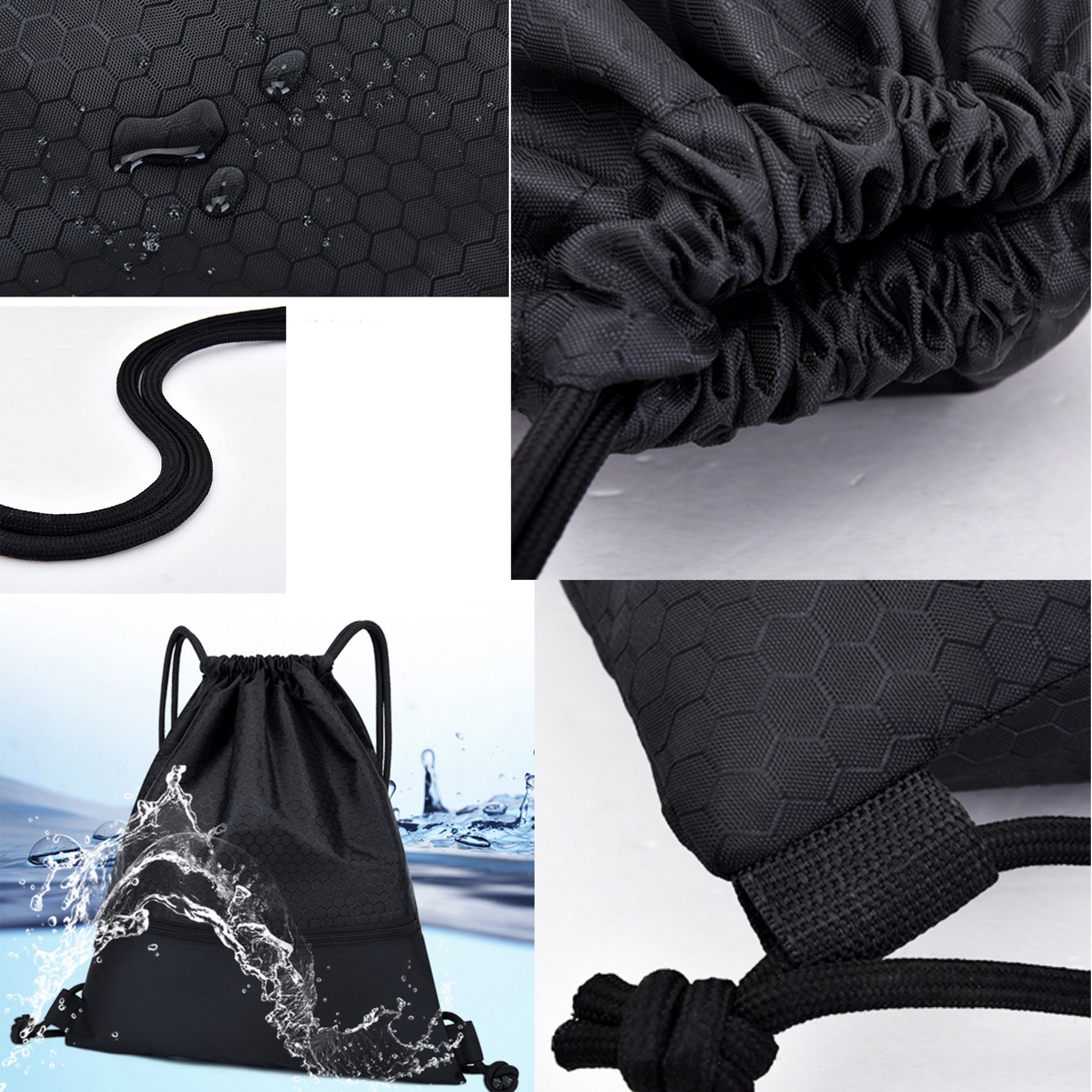 Monochrome Waterproof Drawstring Bag 2