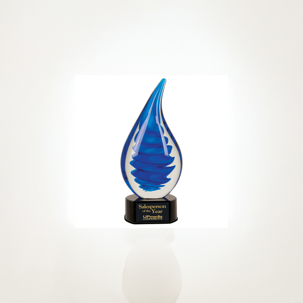10.25 Inch Blue Twist Rain Drop Art Glass 2