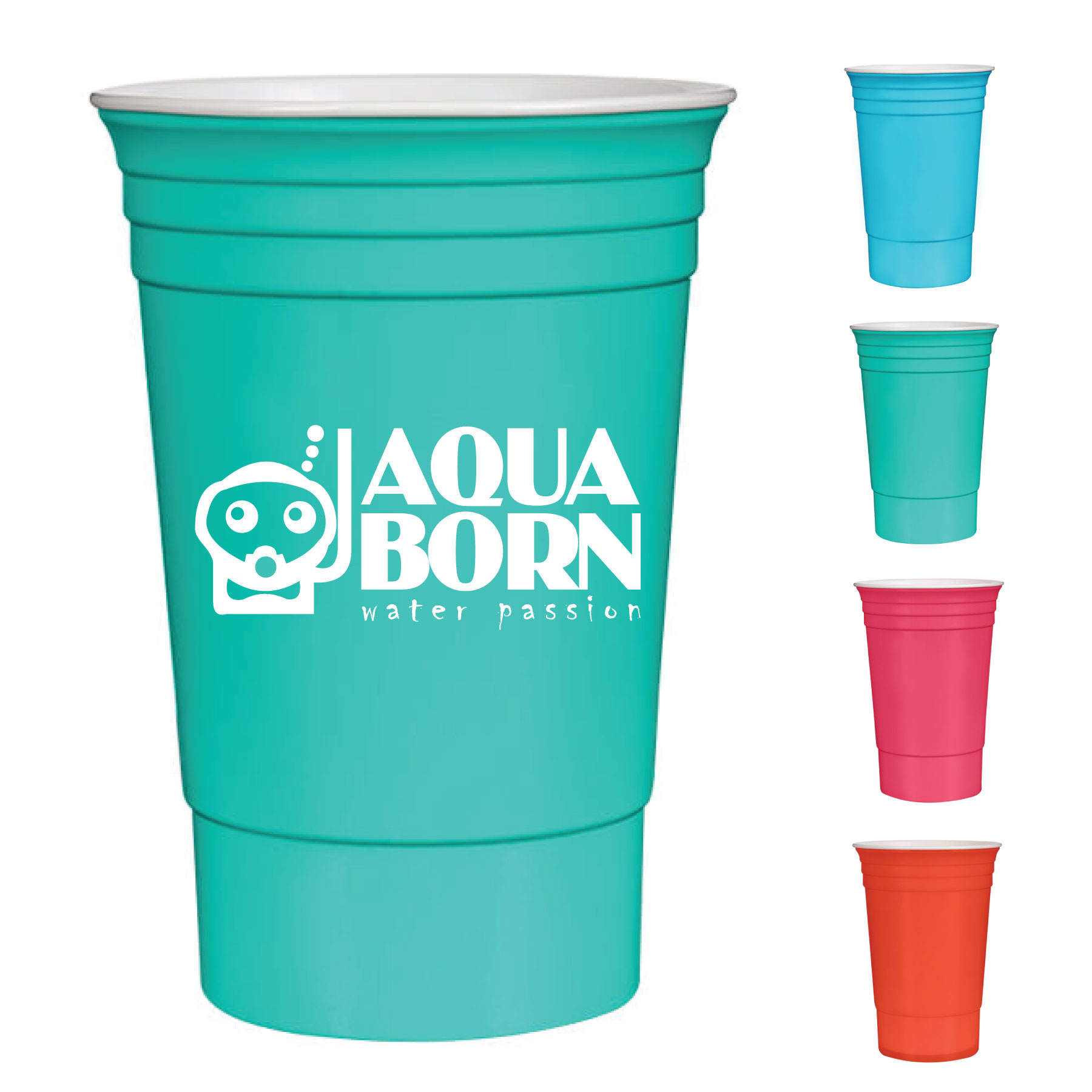 16 oz. Reusable Double Wall Tailgate Party Cup - Bright Line Neon Colors 2