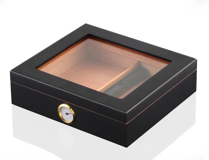 Cedar Cigar Desktop Box w/ Humidifier and Front Hygrometer 7