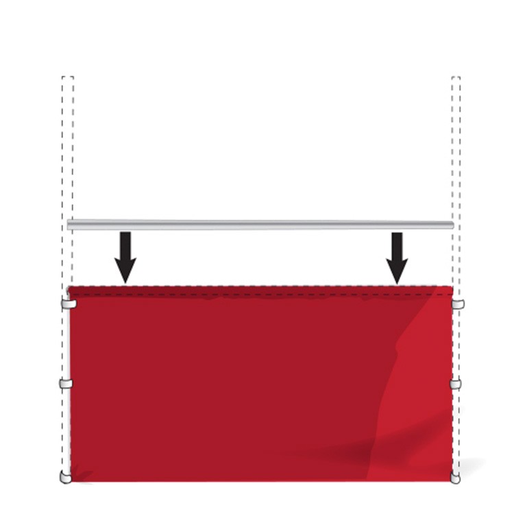 8 foot red rail curtain with hardware 2