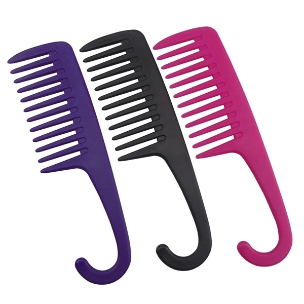 Plastic Wide Tooth Hair Comb with Hook 3