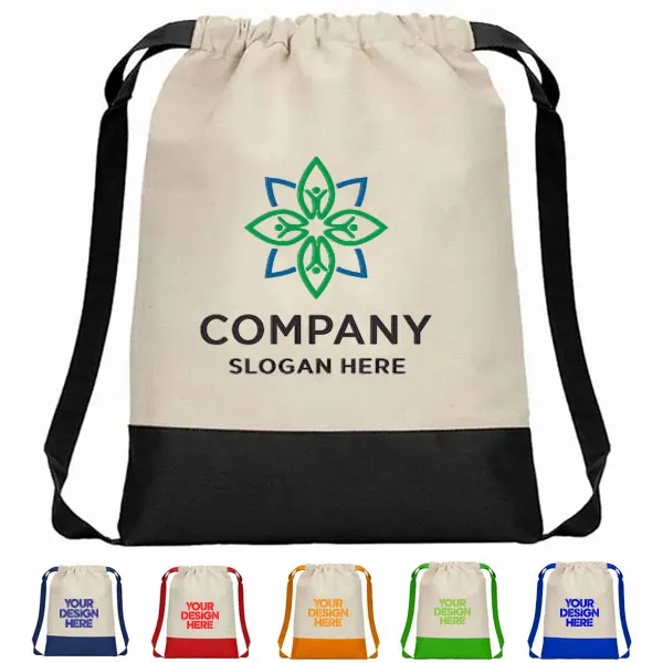 Two Tone 8 oz. Cotton Drawstring Backpack 5