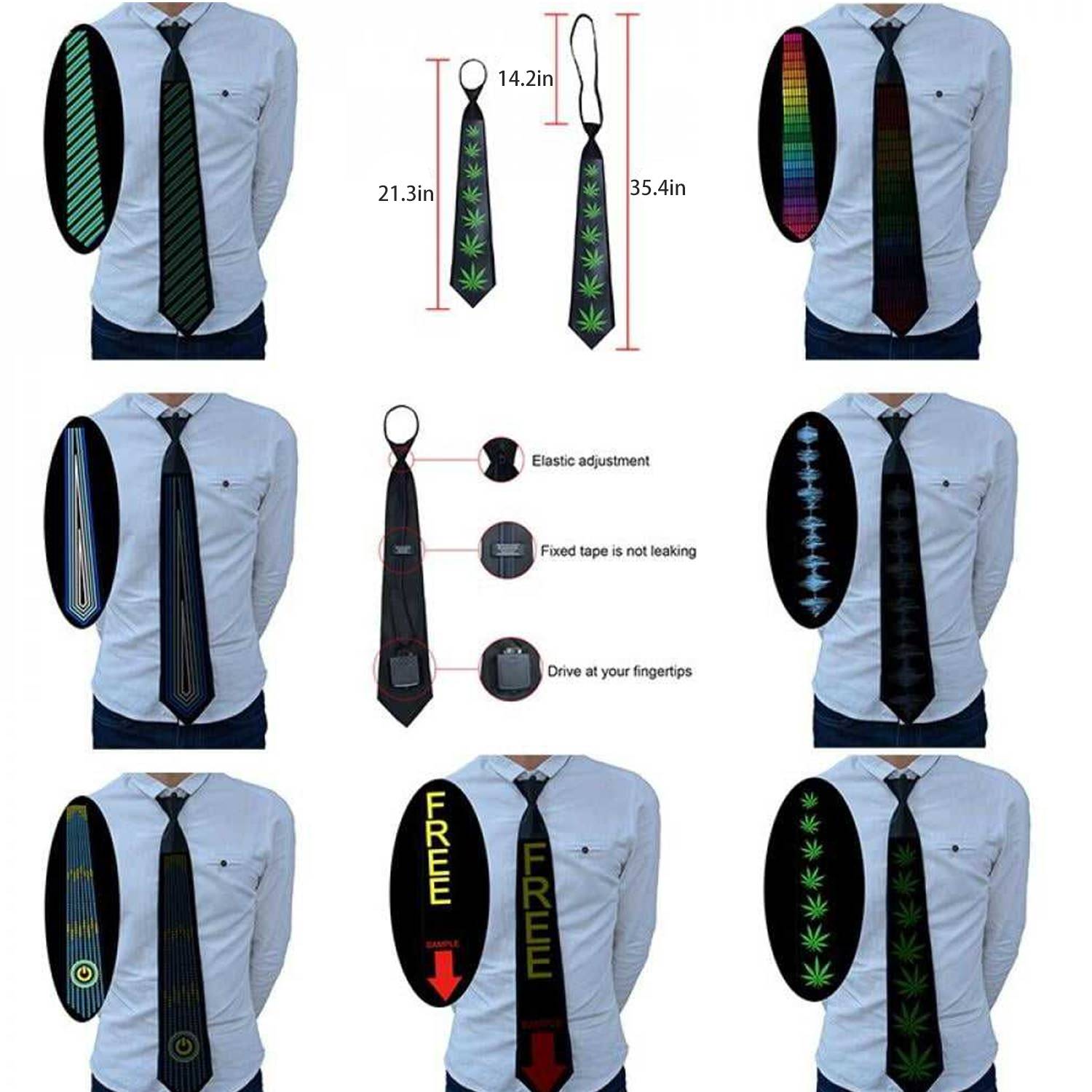 Nylon Adjustable LED Light Up Tie 8