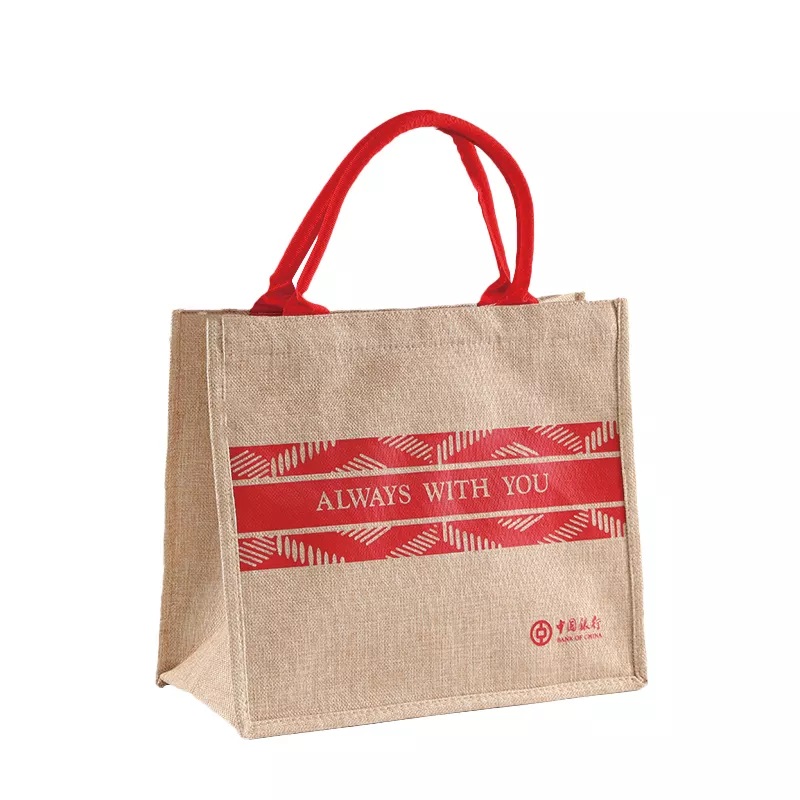 Eco-Friendly Jute Grocery Tote Bag, custom tote bag with logo imprint 3