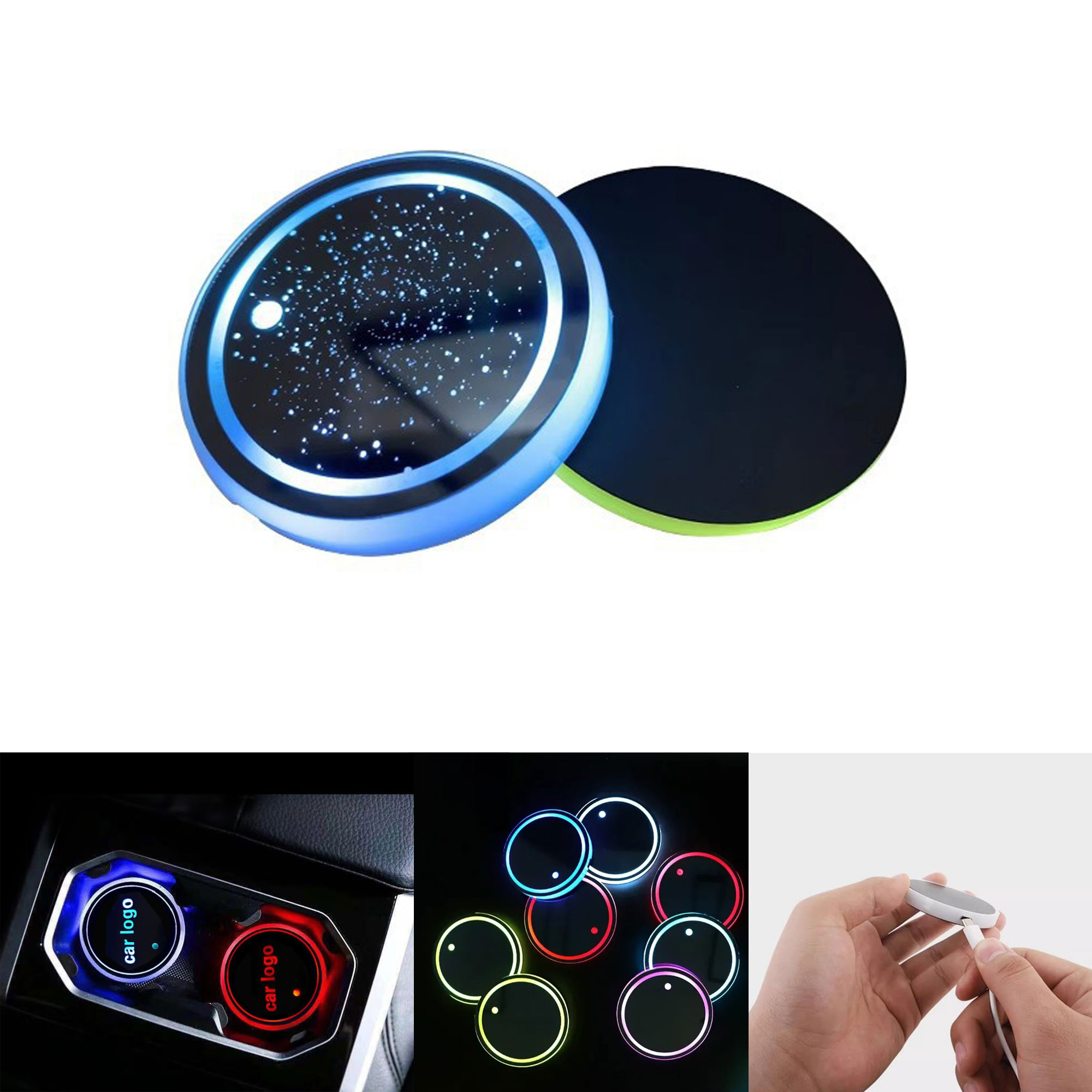 2 PCS Led Sensing Cup Holder Coasters 2