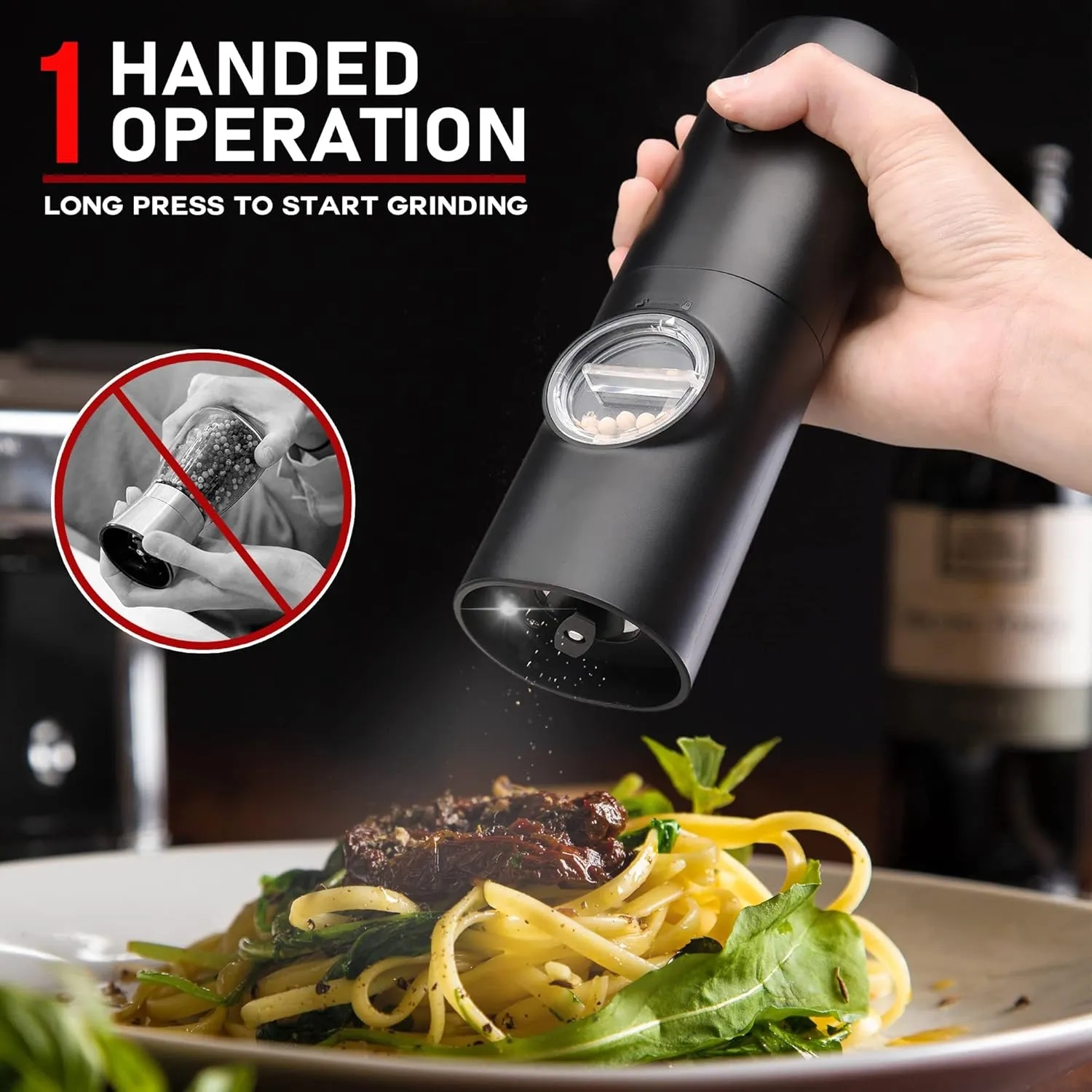 One-Handed Operation Rechargeable Salt/Pepper Grinder 7