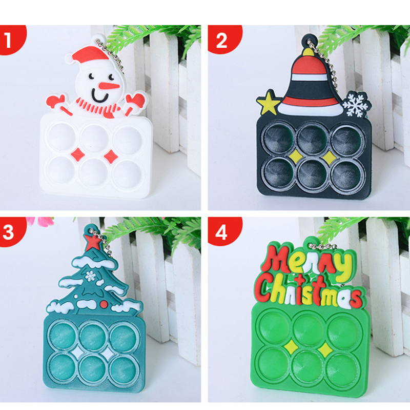 Silicone Christmas Mini Pop Bubble Fidget Toy Bubble Keychain 3