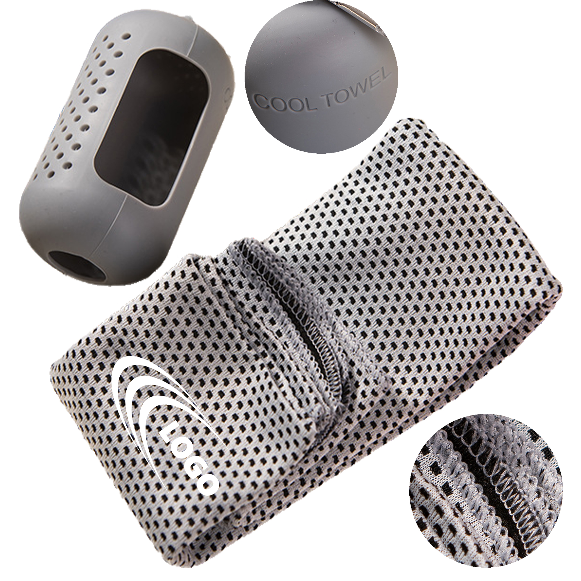 Quick-Dry Cooling Towel with Silicone Case and Carabiner 1