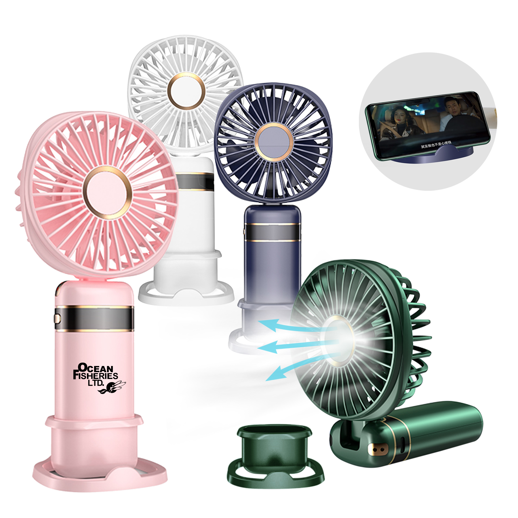 Free Shipping 3000mAh USB Charging 5 Speeds Folded Fans w/ Lanyard 8