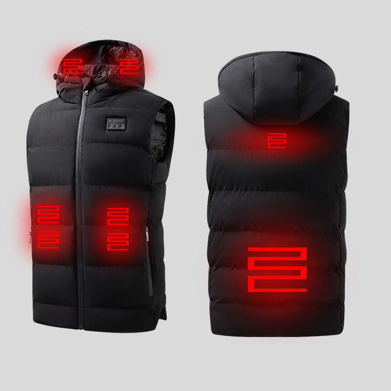 5 Areas Heated Hat Vest w/ Three Button Control Temperature 2