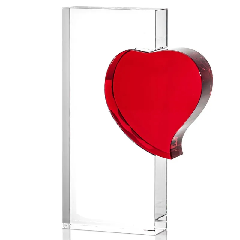 Red Heart Rectangle Crystal Award 2