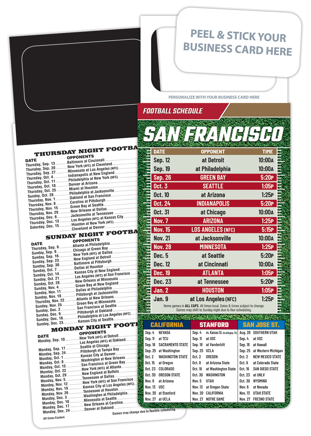 Pro Football Schedule Magnet - Peel and Stick Business Card (3.5x9) 1