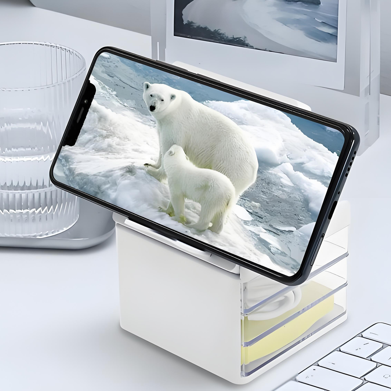 Desk Mobile Phone Stand and Small Item Storage Box 6