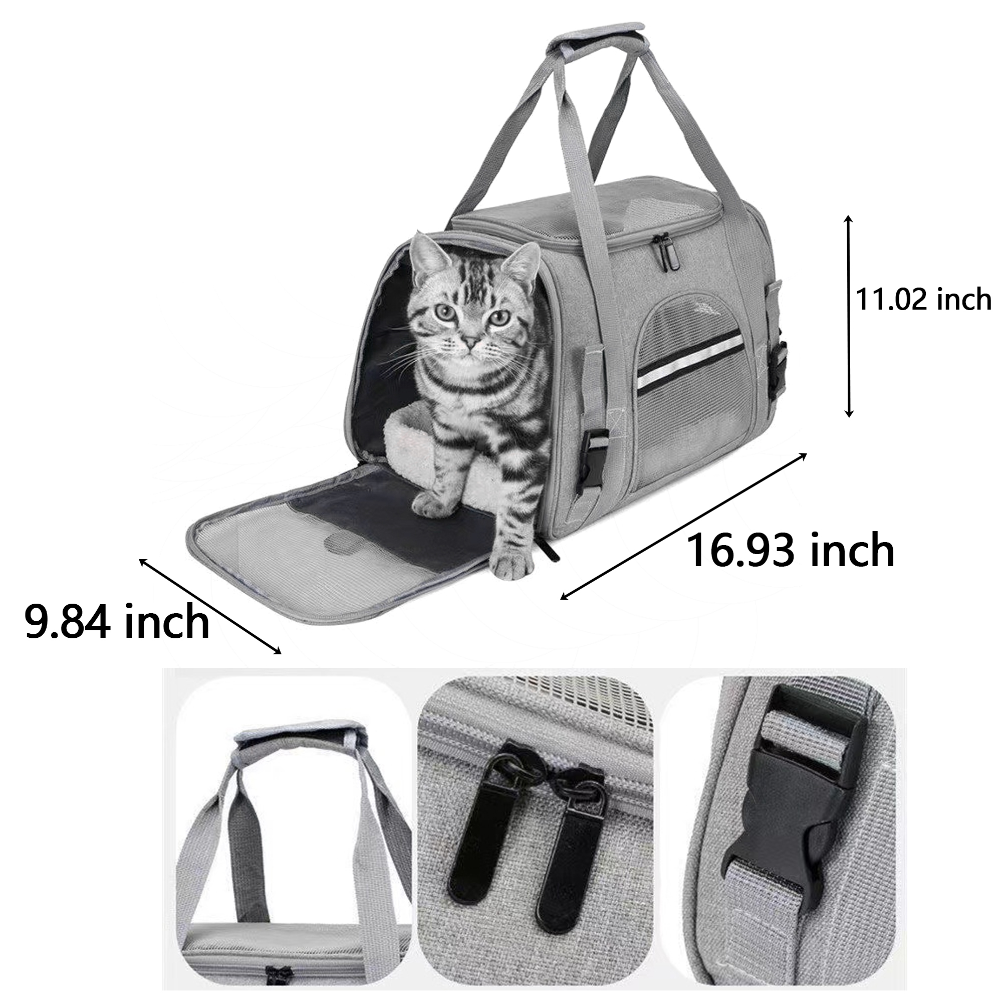 Pet Travel Carrier Bag with Mesh Windows for Dogs and Cats 2