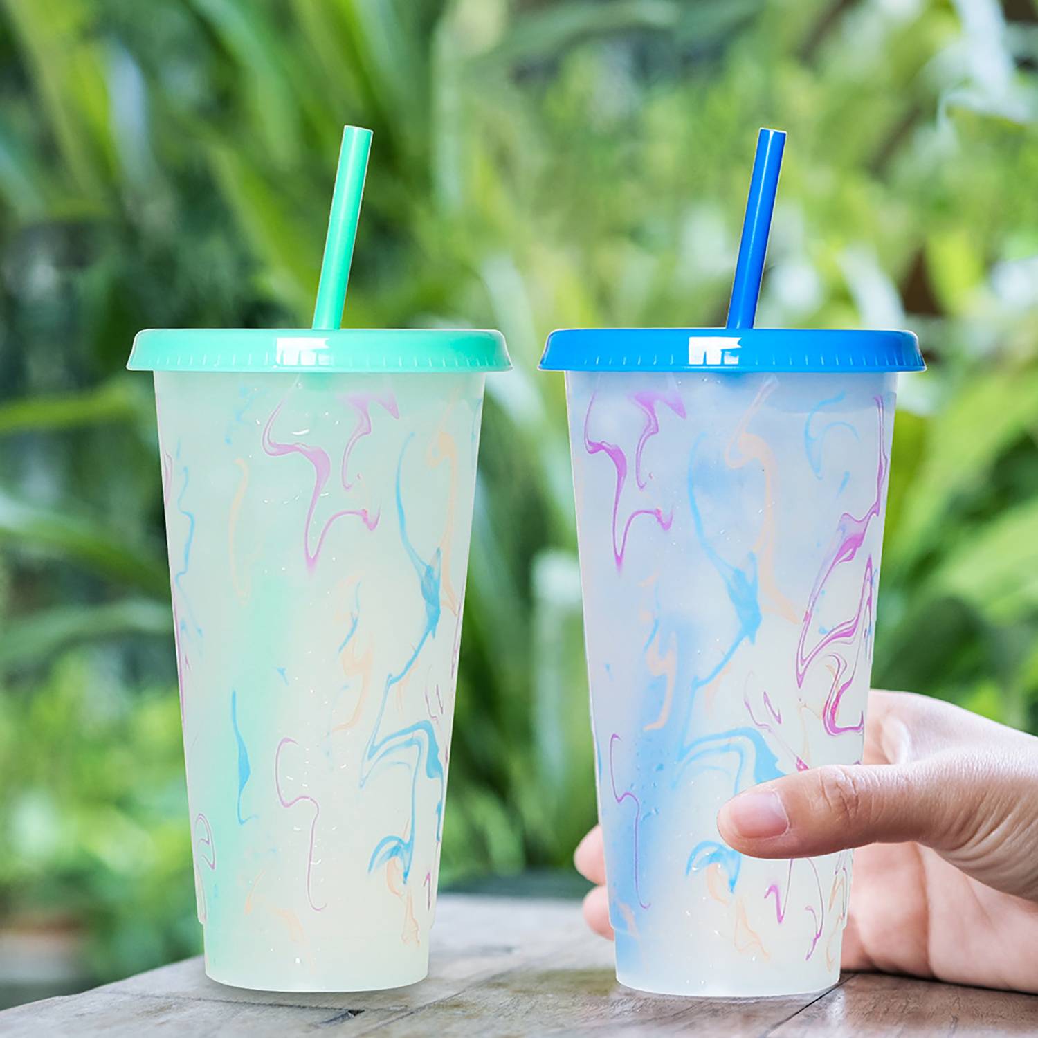 25Oz Color Changing Straw Cup for Iced Coffee & Cold Drinks 3